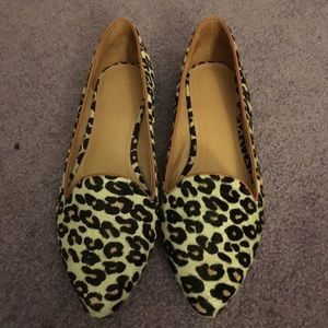 Joie Leopard Calf Hair Flats, size 38 1/2